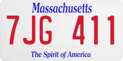 MA license plate 7JG411