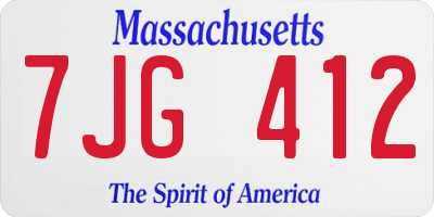 MA license plate 7JG412