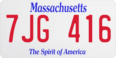 MA license plate 7JG416