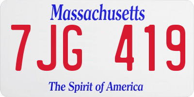 MA license plate 7JG419