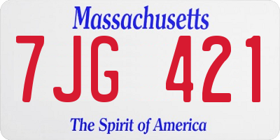 MA license plate 7JG421