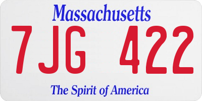 MA license plate 7JG422