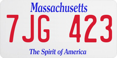 MA license plate 7JG423