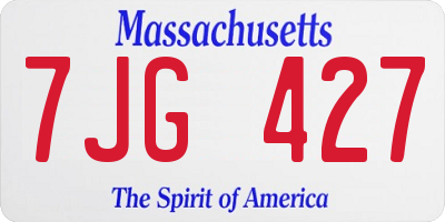 MA license plate 7JG427