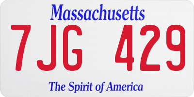 MA license plate 7JG429