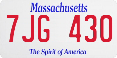 MA license plate 7JG430
