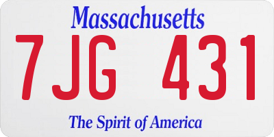 MA license plate 7JG431