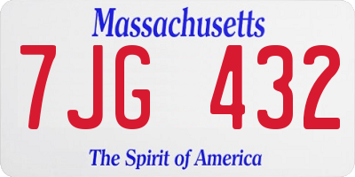 MA license plate 7JG432