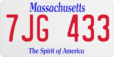 MA license plate 7JG433