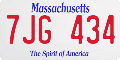 MA license plate 7JG434