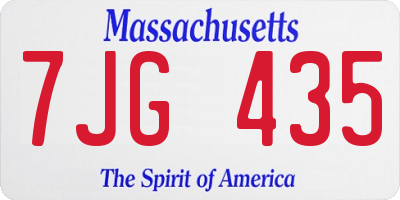 MA license plate 7JG435