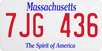 MA license plate 7JG436