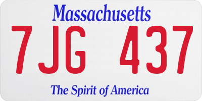 MA license plate 7JG437
