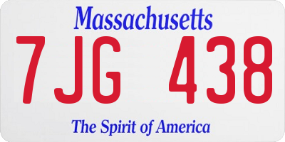 MA license plate 7JG438
