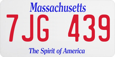 MA license plate 7JG439