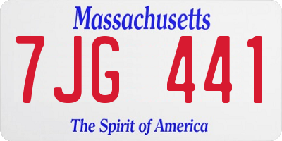 MA license plate 7JG441