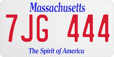 MA license plate 7JG444