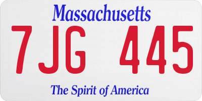 MA license plate 7JG445