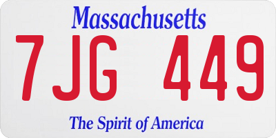 MA license plate 7JG449