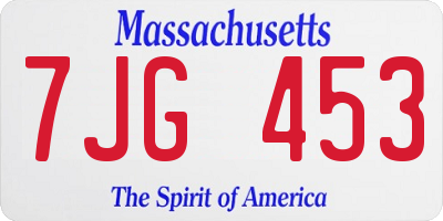 MA license plate 7JG453