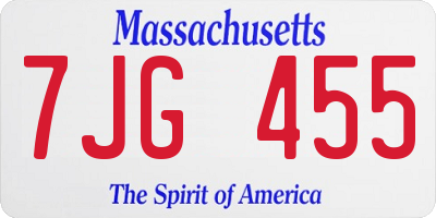 MA license plate 7JG455