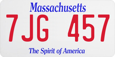 MA license plate 7JG457