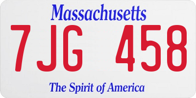 MA license plate 7JG458