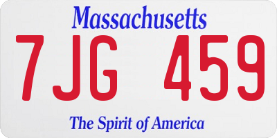 MA license plate 7JG459