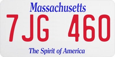 MA license plate 7JG460