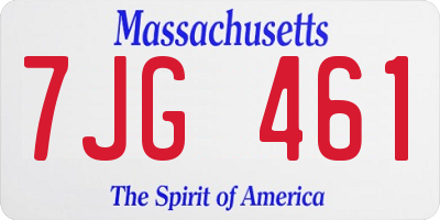 MA license plate 7JG461