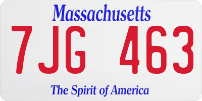 MA license plate 7JG463