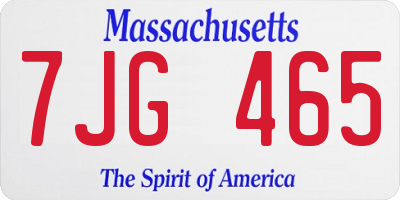 MA license plate 7JG465