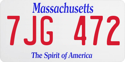 MA license plate 7JG472