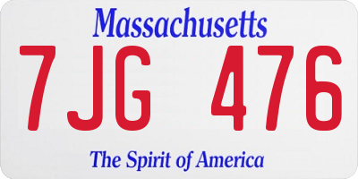 MA license plate 7JG476