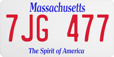 MA license plate 7JG477