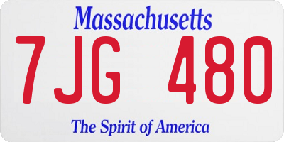 MA license plate 7JG480