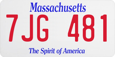 MA license plate 7JG481