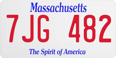 MA license plate 7JG482
