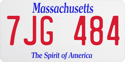 MA license plate 7JG484