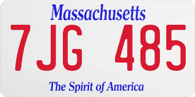 MA license plate 7JG485