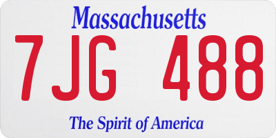 MA license plate 7JG488