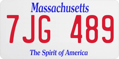 MA license plate 7JG489