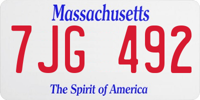 MA license plate 7JG492