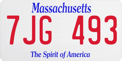 MA license plate 7JG493