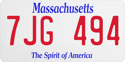 MA license plate 7JG494