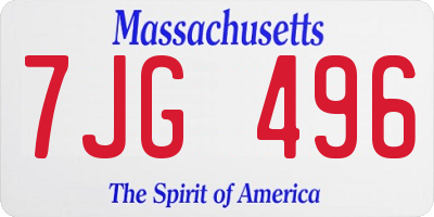 MA license plate 7JG496