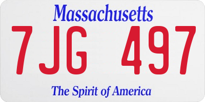 MA license plate 7JG497