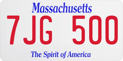 MA license plate 7JG500