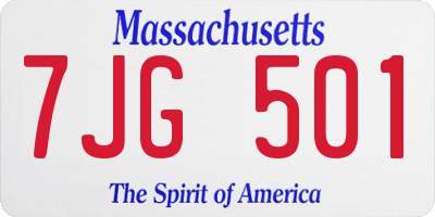 MA license plate 7JG501