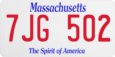 MA license plate 7JG502
